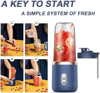 DecorHub portable juicer with 2 cups, USB rechargeable mini blender, fresh juicer cup, personal sized smoothie blender