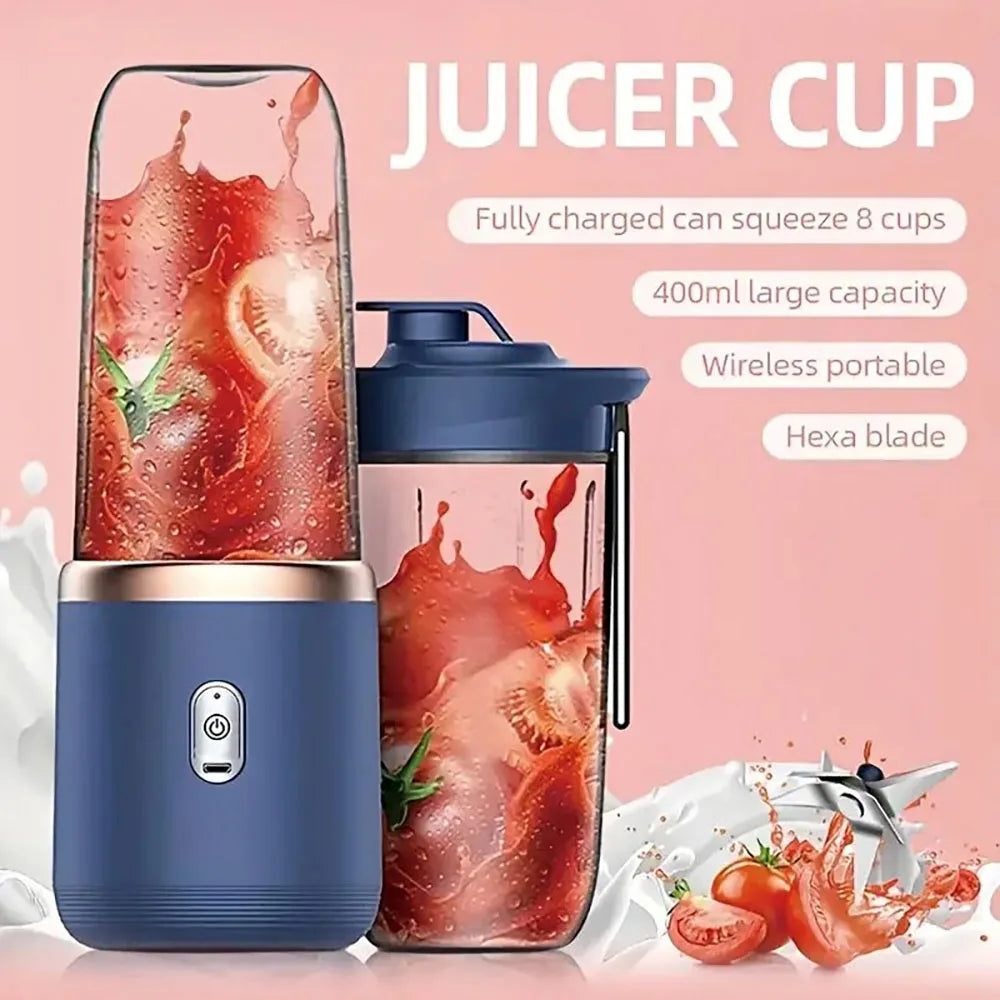 DecorHub portable juicer with 2 cups, USB rechargeable mini blender, fresh juicer cup, personal sized smoothie blender