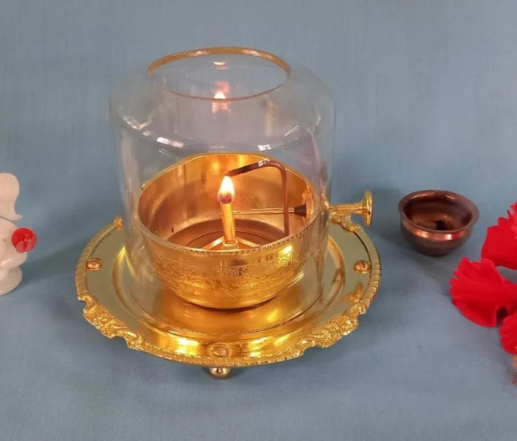 Akhand Jyot Diya-(Wick Lifting Screw Lever Brass) Trending For Diwali